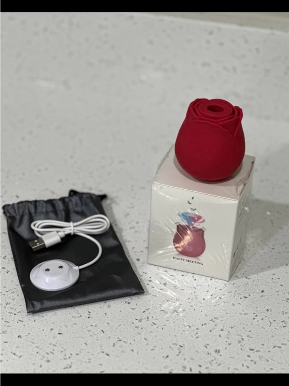 Red Rose-Shaped Silicone Personal Massager - Rechargeable